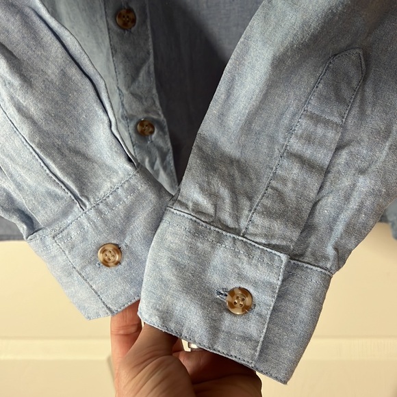 *VTG Denim Republic FALL Leaves Autumn Embroidered Chambray Button Down, Sz L - Picture 5 of 9